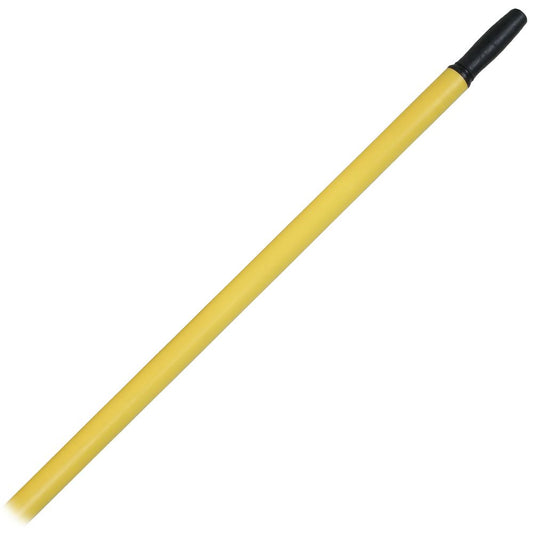 A yellow stick, akin to a mop or broom handle with a black tip, stands against a white background, reflecting the durability of Carlisle's XHD Oar Shafts with abrasion-resistant tubing and reinforced inner shafts.