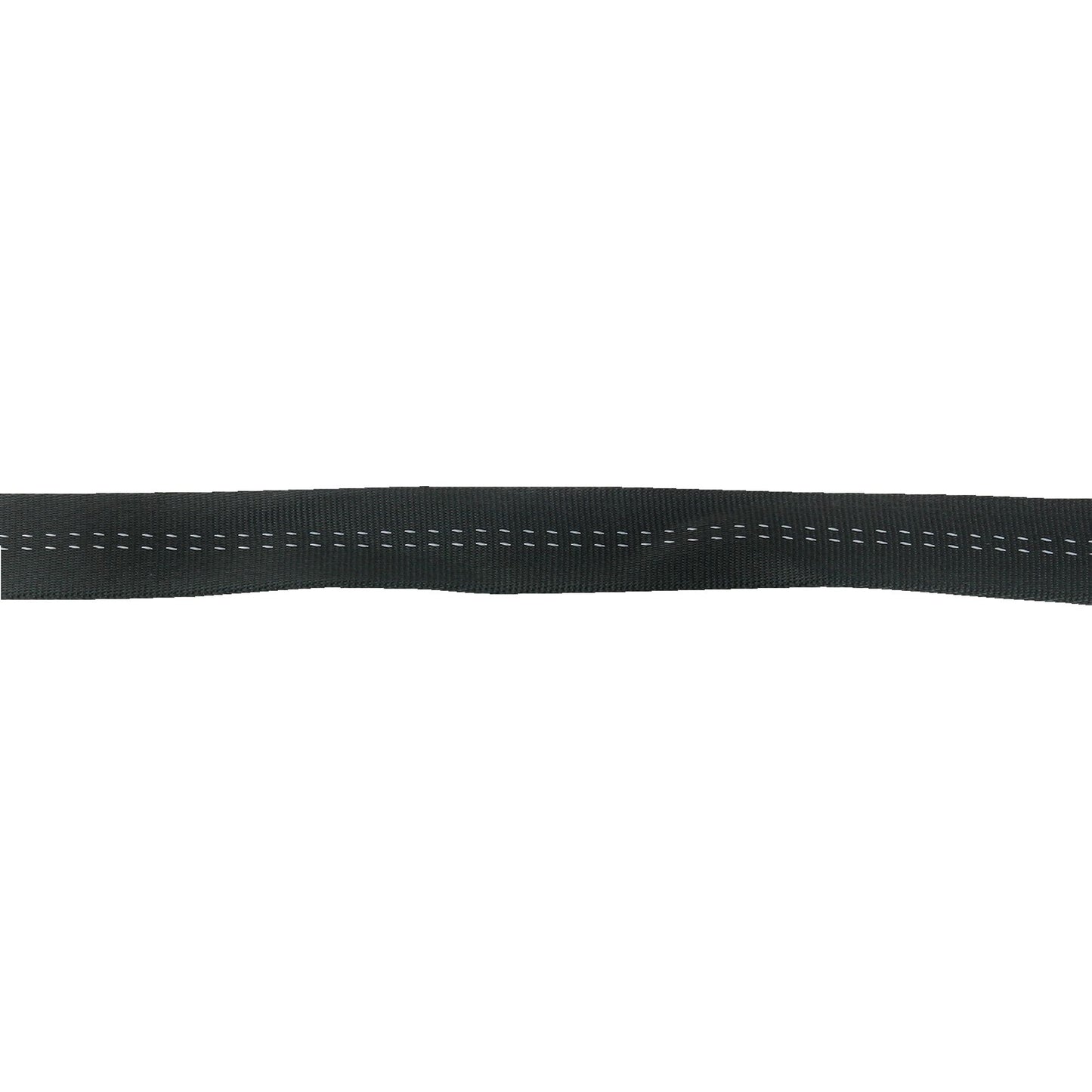 Close-up of a black NRS Tubular Webbing - 1in strap with regular stitch detailing, extending horizontally across the image.