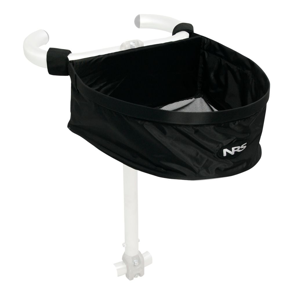 The NRS Stripping Basket, featuring a sleek white metal frame and durable black fabric, efficiently collects debris during drilling or cutting. Its self-draining mesh design ensures easy cleanup and maintenance.