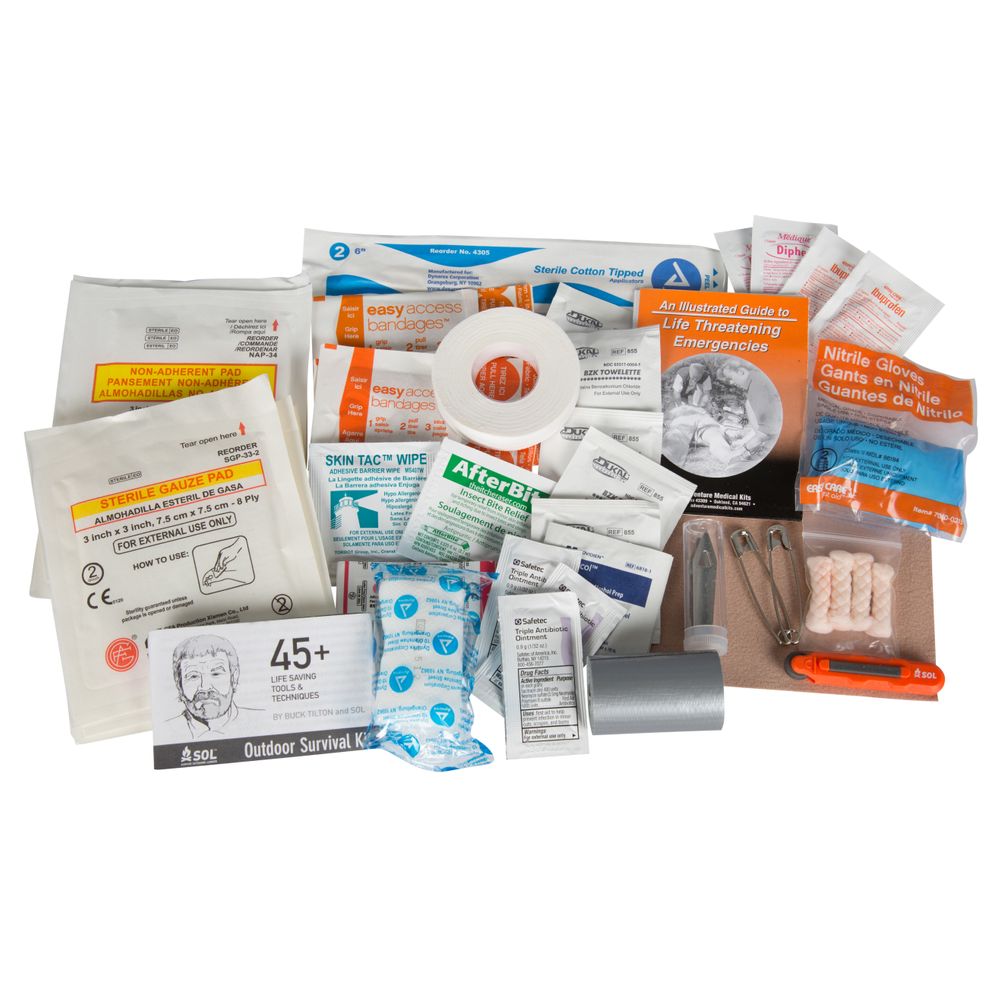 The NRS Ultra-Light Paddler Medical Kit includes bandages, gloves, tape, wipes, and an instruction guide in a ripstop nylon dry bag. Its medical essentials are perfect for any adventure.