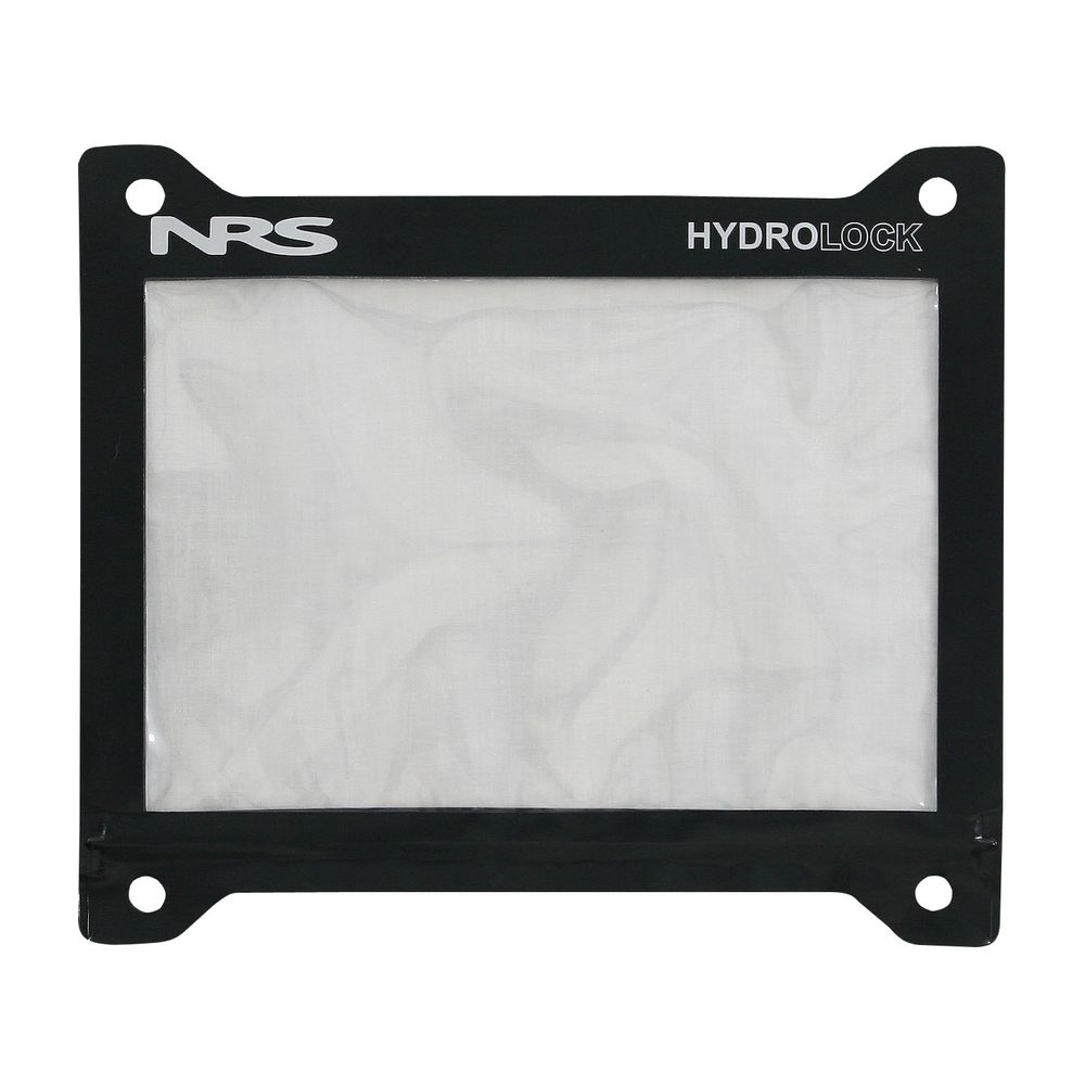 The NRS Hydrolock Mapcessory Map Case, in black, includes a clear window and four corner holes, making it an ideal waterproof case for your adventures.