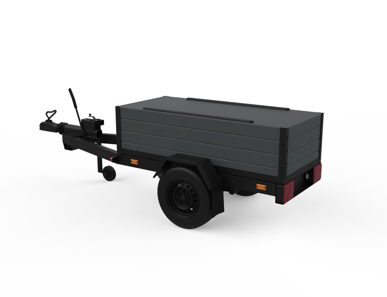 a black Yakima trailer with a black HD Tracks w/CapNuts box on it.