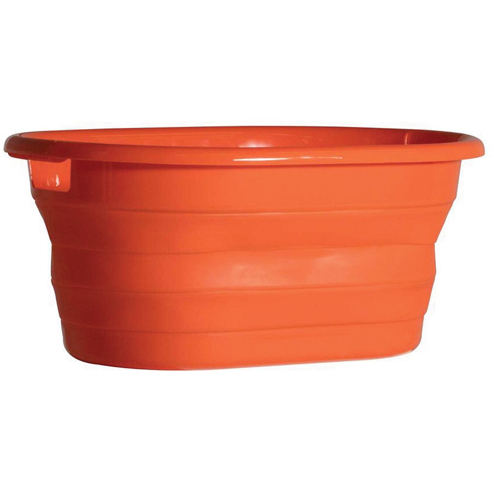 Orange durable Liberty Mountain Flexware Tub with a collapsible design.