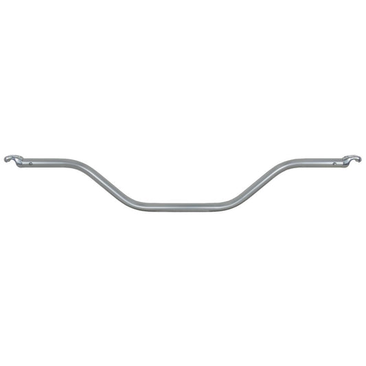 The NRS Frame Foot Bar, crafted in sleek silver from anodized aluminum with slight upward bends, is showcased on a white background for a modern look and durable performance.