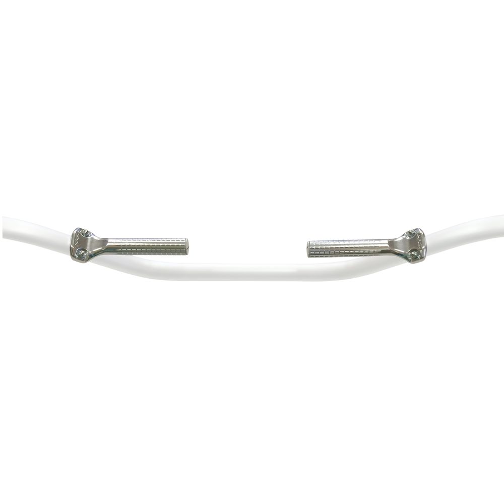 The NRS Frame Foot Pegs feature a white towel bar supported by metal brackets on each end, designed with forged aluminum for enhanced durability.