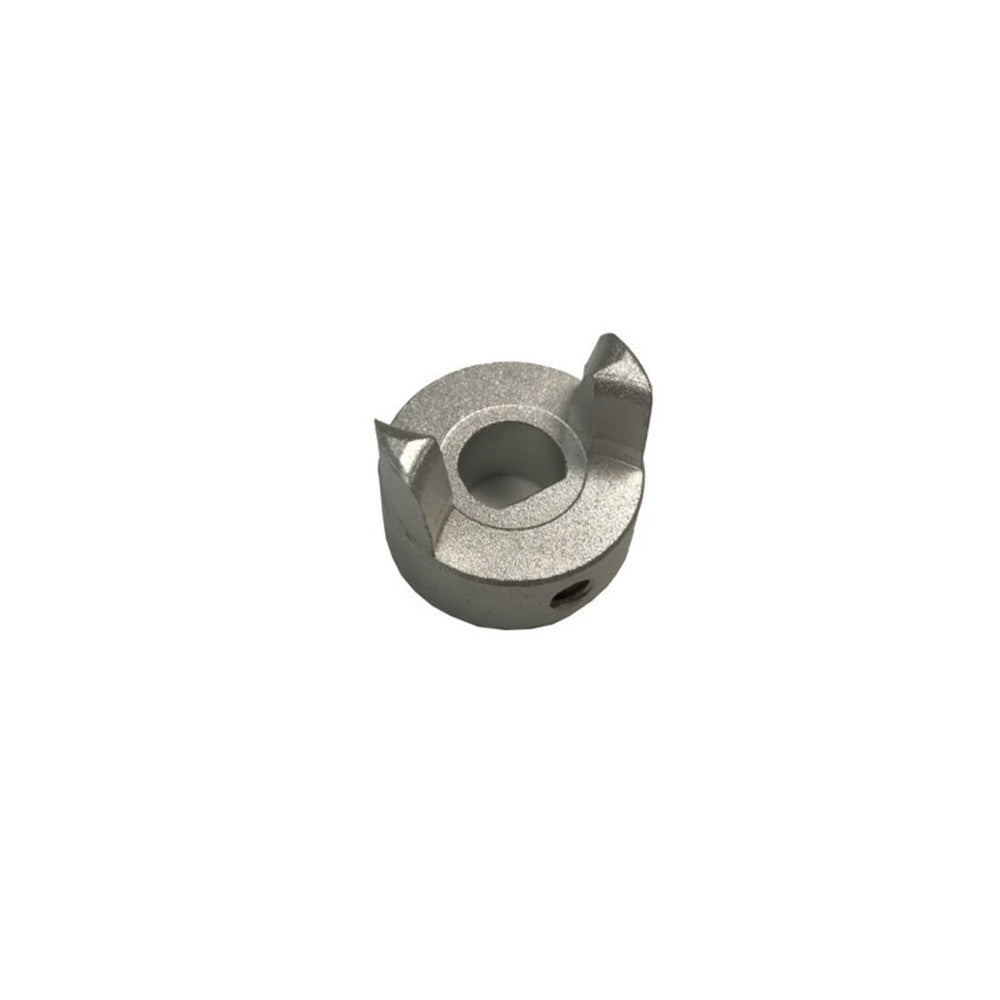 The Coupling for Upper Drive Unit by Jackson Kayak is a small, cylindrical metal part with two tabs and a central hole, essential for maintaining the efficiency of your Jackson Bite FD kayak's upper drive unit.