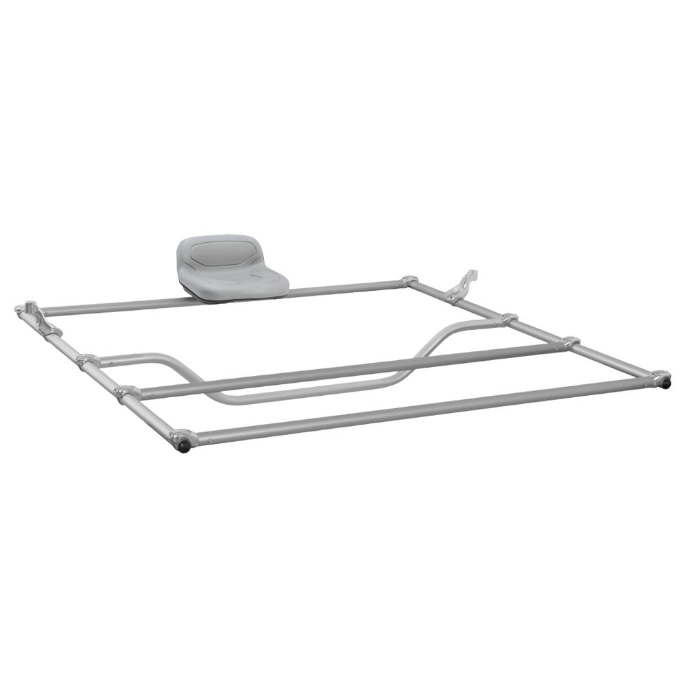 The Bighorn I Raft Frame by NRS features a modular anodized aluminum structure with a light gray backrest and no seat.