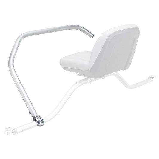 The NRS Frame Thigh Bar is an aluminum mobility aid that includes a padded seat, armrest, and thigh bar, designed for use in bathtubs or showers.