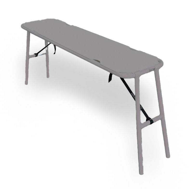 The Rio Craft Aluminum Camp Table is displayed against a plain white background, featuring a gray rectangular design with four sturdy metal legs and a secure latch mechanism, epitomizing the practicality of lightweight camping tables for outdoor adventures.