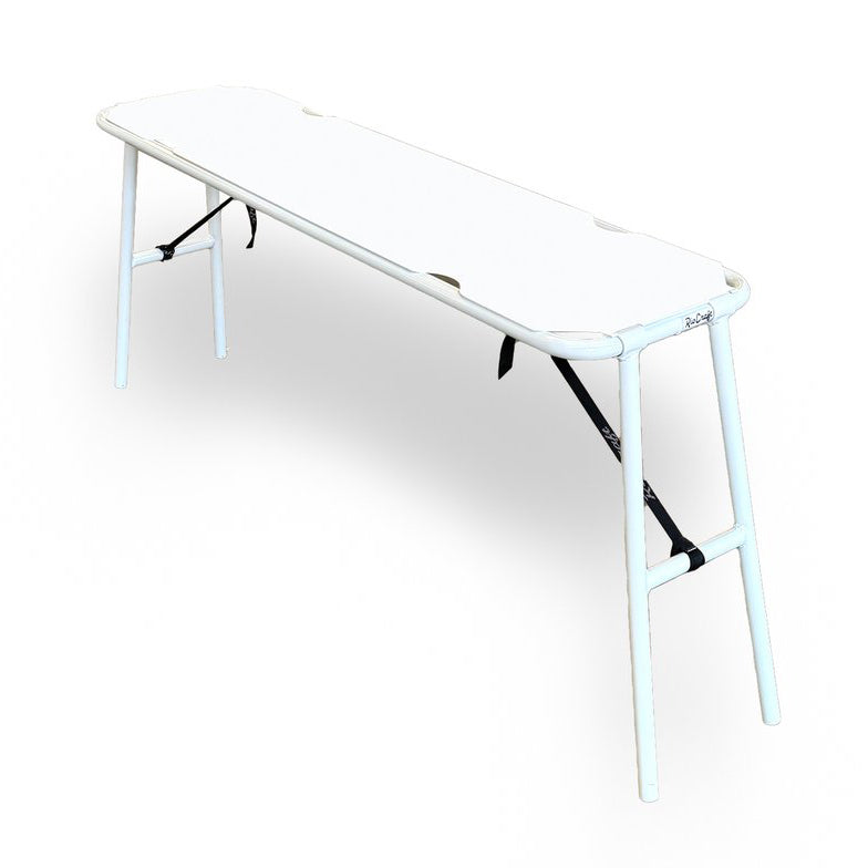 The Rio Craft Aluminum Camp Table, with lightweight metal legs and shown against a plain white background, is ideal for campers seeking simplicity.