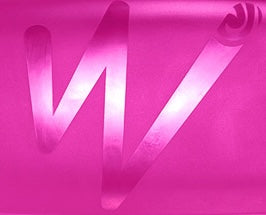 A pink background with a stylized capital letter "W" partially illuminated, showcasing a wider design with varying shades of pink, representing the Waka OG product.