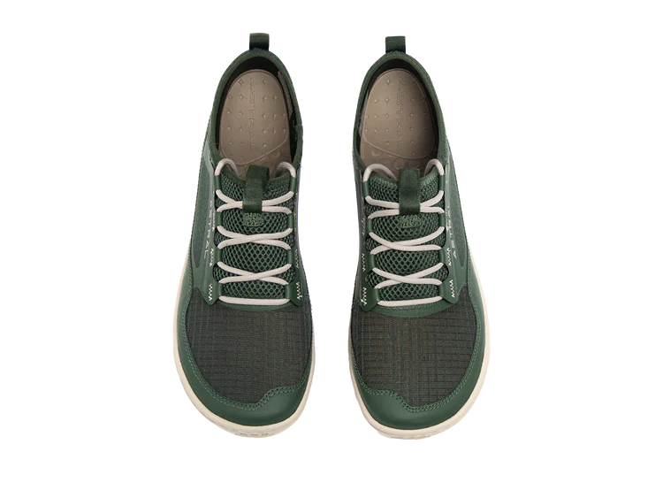 The Astral Loyak AC - Men's is a pair of green athletic shoes featuring ripstop mesh, light gray laces, and white soles. Enjoy superior grip with every step due to the sticky G-Rubber outsoles.