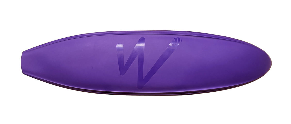 The Skuxx Deluxe from Waka Kayaks is a purple surfboard with a stylized "W" design on top, ideal for those who value sleek aesthetics and performance.