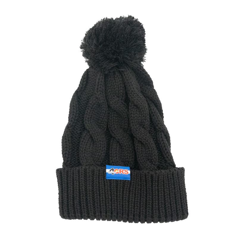 Jacquard Knit Pom-Pom Hat in Black & Grey