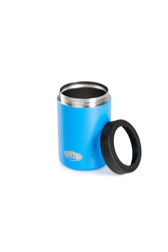 GSI Outdoors' Standard Can Cozy features a BPA-free stainless steel interior, blue finish, and black detachable lid with double-wall insulation to maintain the perfect drink temperature.