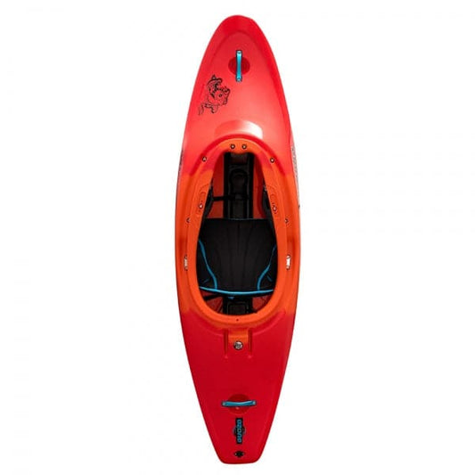 Featuring the Ozone freestyle kayak, play boat manufactured by Pyranha shown here from one angle.